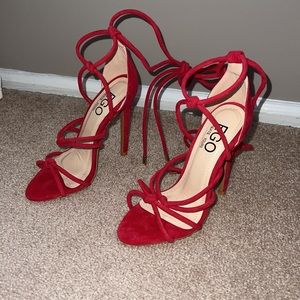 Women’s red coral suede stiletto high heels size UK 3 EU 36 EGO Shoes